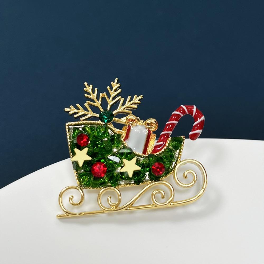 Korean Style Christmas Brooch Snowman Christmas Tree Brooch Cute Enamel Rhinestone Brooches  Girls