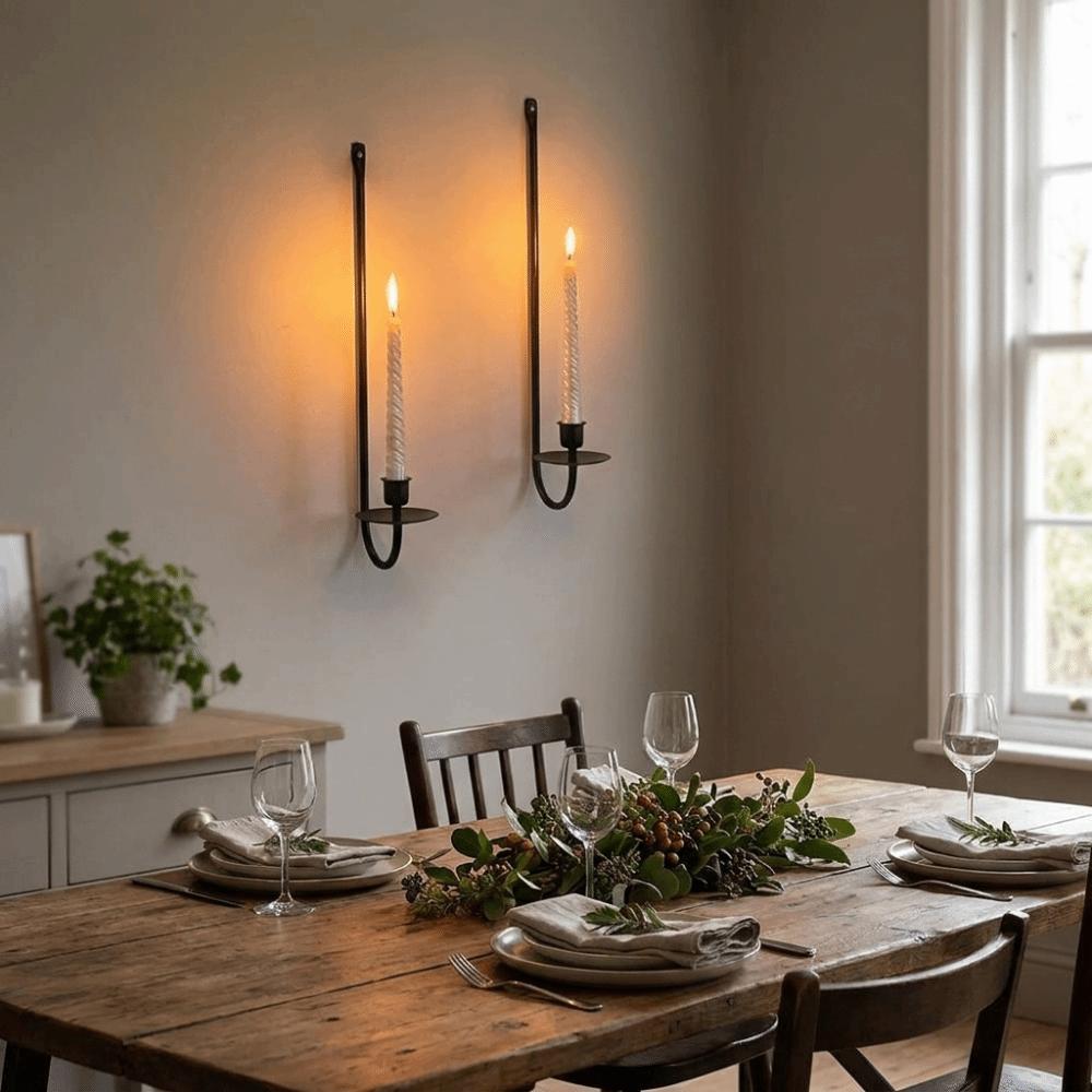 Retro Candlestick Holder L-Shape Candle Stand Wall Mount Candle Holder Candlelight Dinner