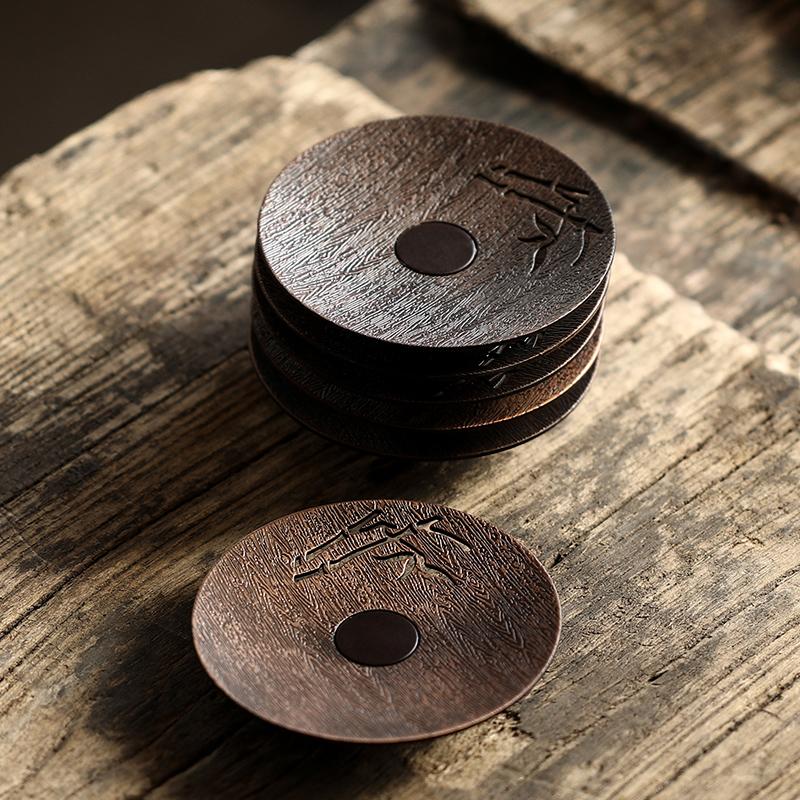 Creative solid wood tea coaster Kung Fu tea set accessories household Japanese anti-scalding heat insulation pad tea coaster