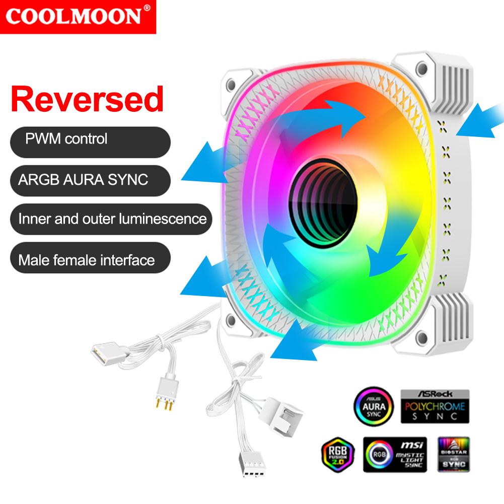 Cooling Fan 5V 3Pin ARGB ARGB CPU Cooler 12V 4PIN PWM ARGB PC Case Cooling Fan Cyclic Mirror Light Effect for Computer Case