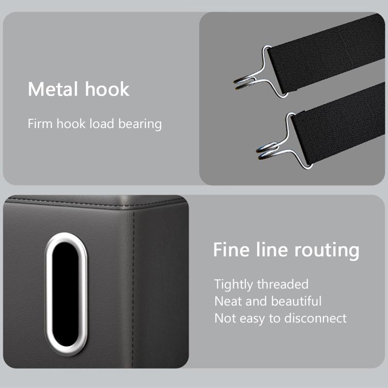 SEAMETAL Nappa Kůže Taška na Zadní Sedadlo Auta Multifunkční Držák na Nápoje a Telefon na Zadní Sedadlo Auta Kapsa na Kapesníky Závěsný Háček Organizér