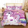 Unicorn Kids Girls Pink 3D Bedding Set Duvet Cover Sale Cartoon Bedcllothes Animal Printed Queen King Size Home Duvet Covers