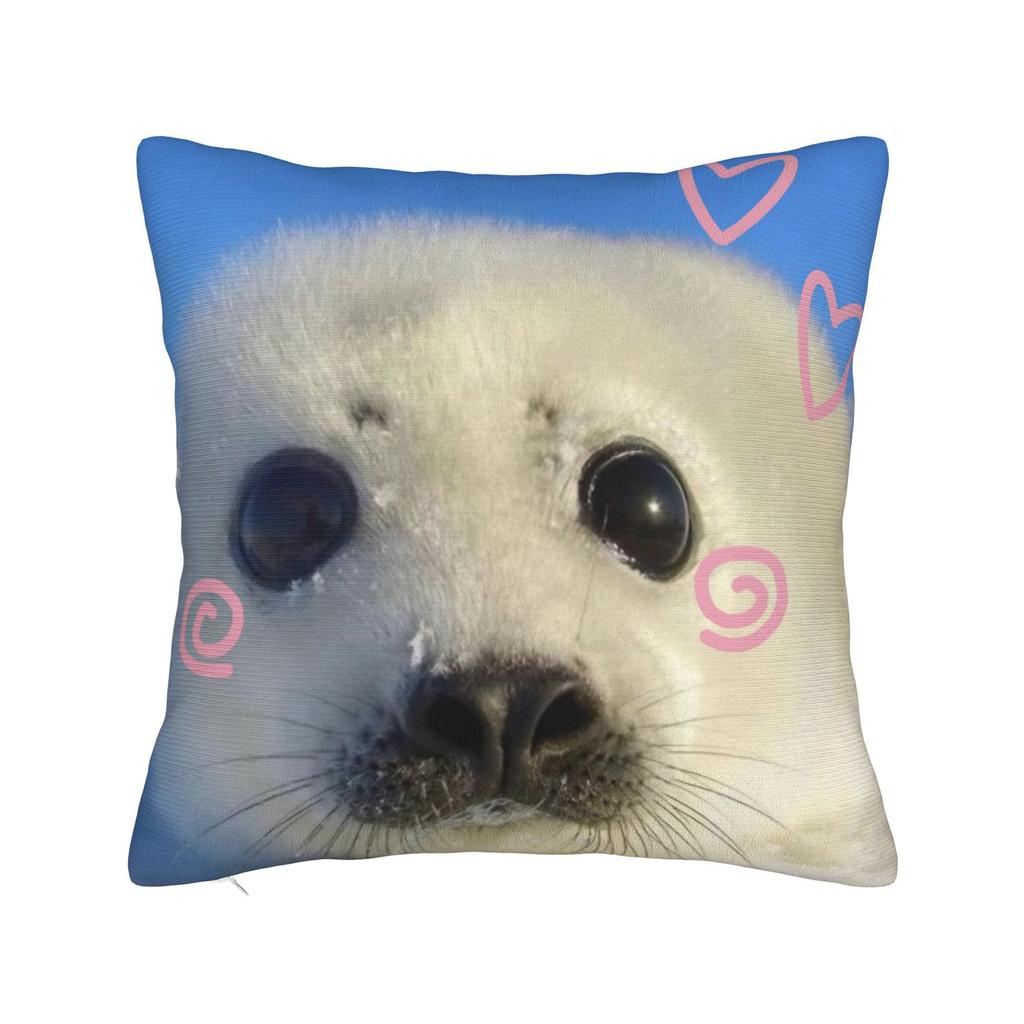 Seal Sea Cute White Pillowcase Polyester Cushion Cover Decoration Pillow Case Cover Home Zippered 40X40cm