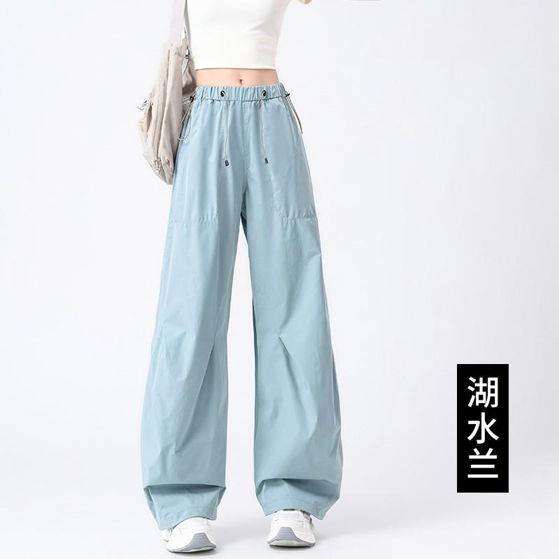 Damen High-Waist Weite Hosen Lockerer Sitz Atmungsaktiv Lässige Hosen Gerader Schnitt Bequem Arbeitskleidungsstil