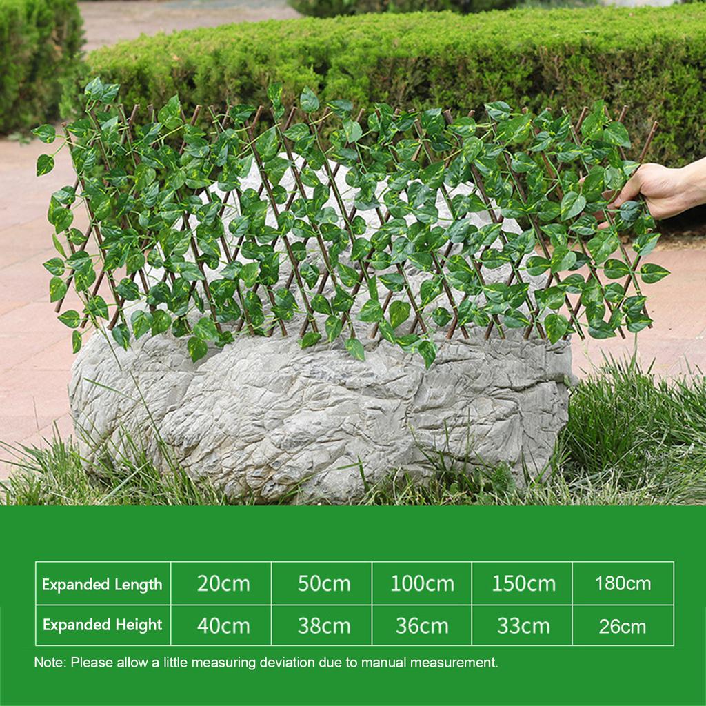 Simulation Fence Fence Telescopic Fence Fake Flowers Green Leaves Outdoor Garden Fence Wall Guardrail Decorative Leaves Blocking Plants Small