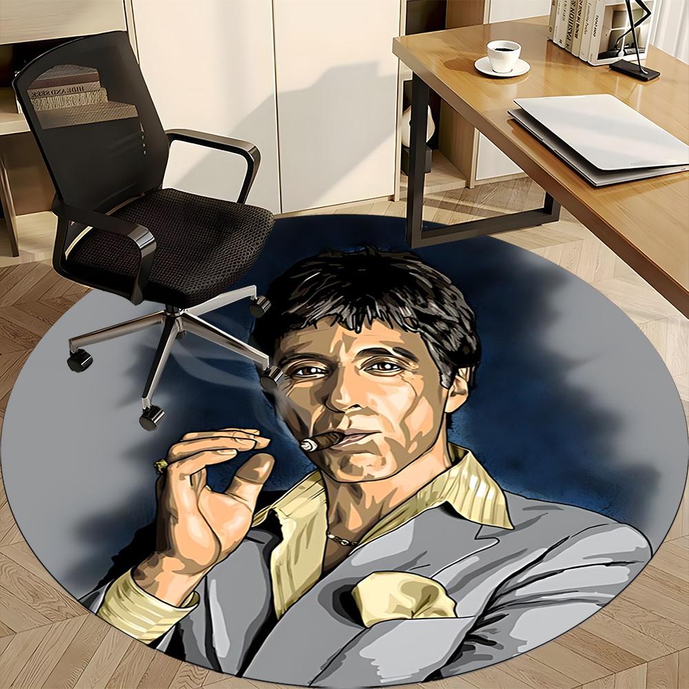 1PC Scarface Office Round Rug, Non-slip, Soft and Durable Office Rug for Interior Decoration, Perfect for Office yy250915004