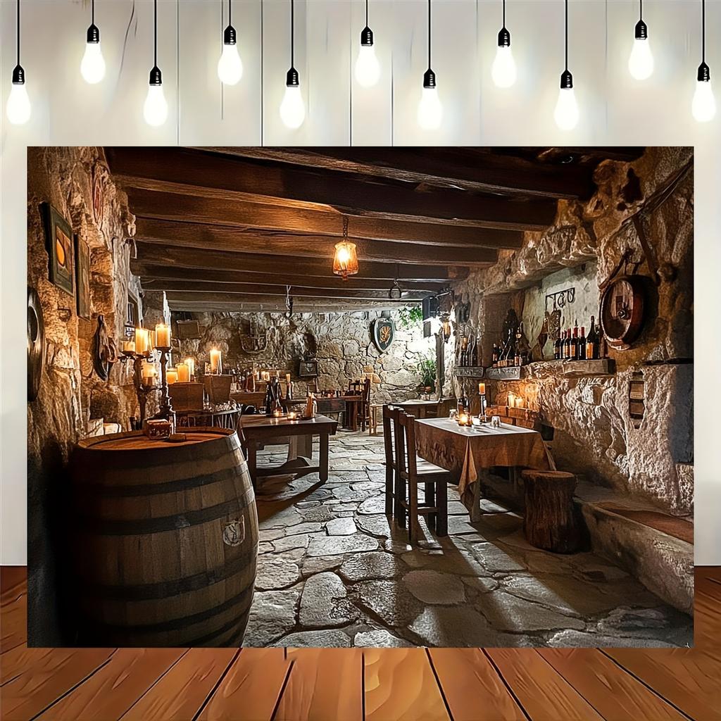 1 Stück Hotel Hintergrund Fotografie - Polyester Steinwand und Holzdecke Thema Fotografie Hintergrund Party