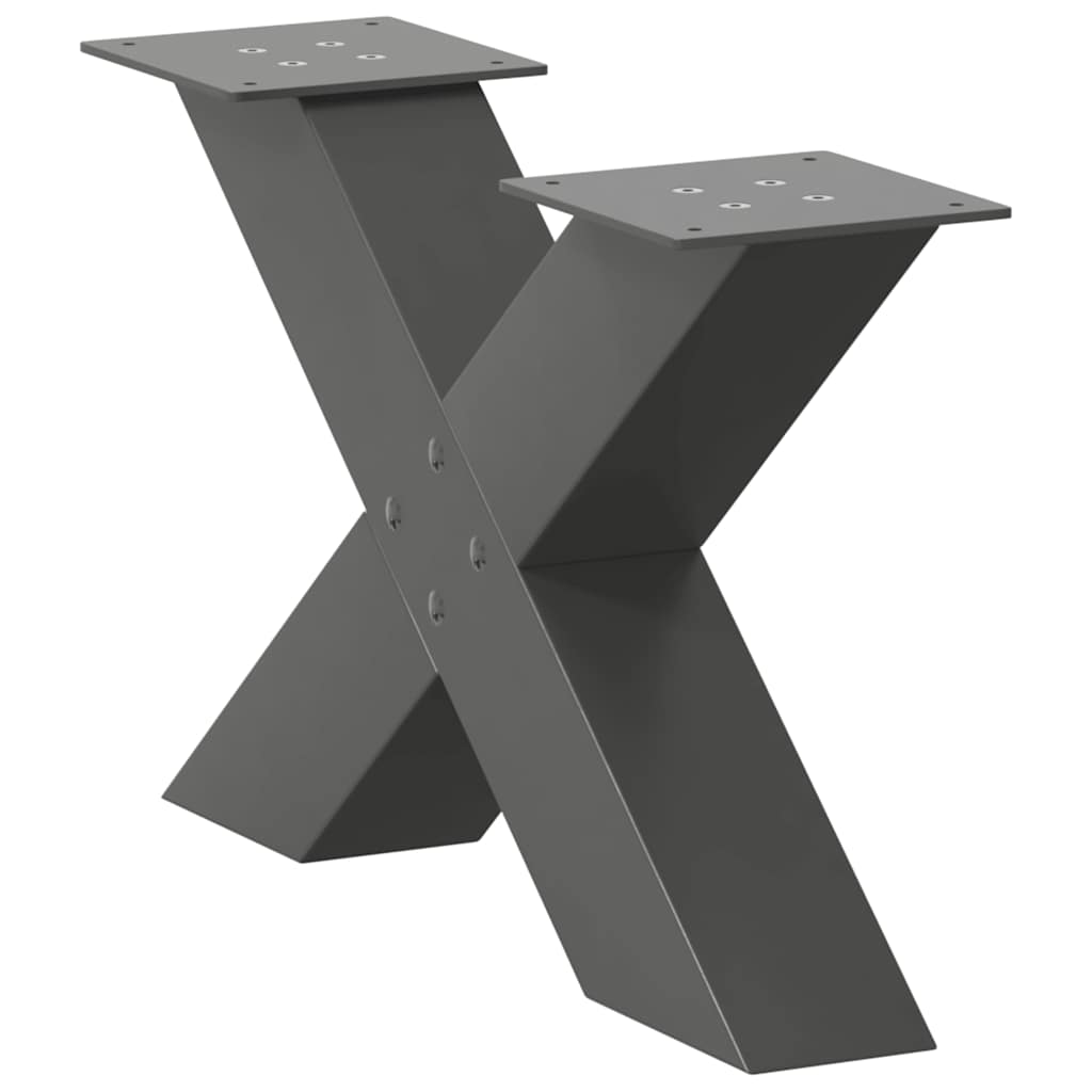 Vidaxl Coffee Table Legs, 2 Pcs, Anthracite, 60X(30-31) Cm, Steel