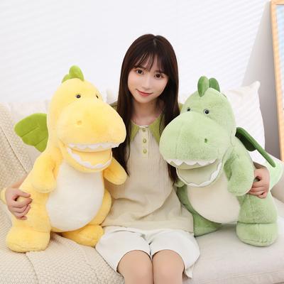 Peluche dinosaure assis, vert et jaune, coussin de canapé, oreiller de sieste, doux et mignon, jouets pour enfants, cadeaux, décoration d'intérieur