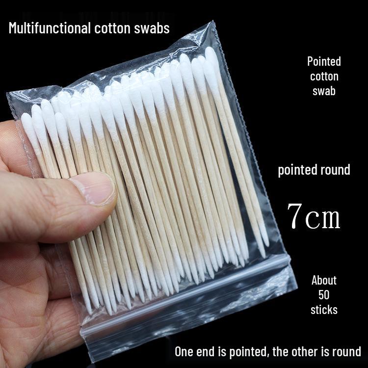 Pink Double-Ended Embroidery Cotton Swabs: Multi-Functional Eyeliner and Nail Art Cleaning Tool (7cm)
