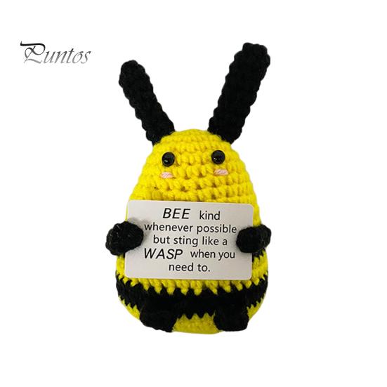 Pozitivní háčkovaná zvířecí panenka s motivační kartou Emocionální podpora Ruční pletení Kachna Kuřátko Včelka Dekorace Ornament Děti Dospělí Úleva od stresu