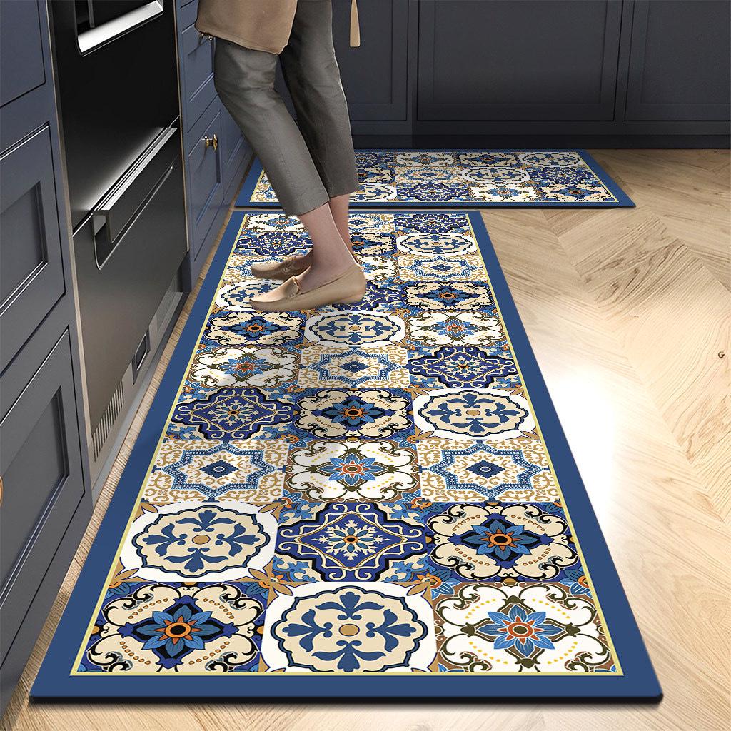 American Kitchen Floor Mat: Water & Oil-Absorbing, Stain-Resistant Diatomaceous Carpet, Easy Clean, No-Wash, Quick-Dry Foot Pad.