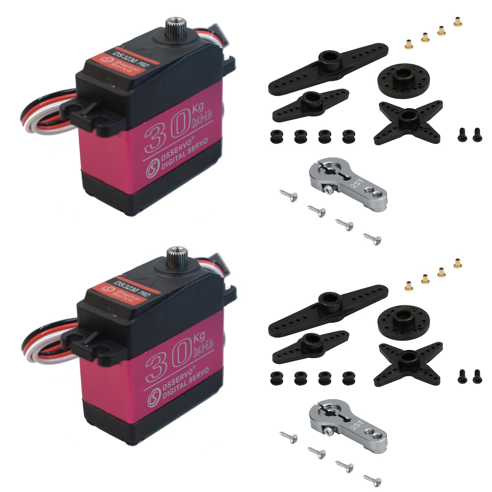 

2 шт. DS3230MG високий крутний момент 30 кг цифровий серводвигун повністю металевий редуктор водонепроникний рульовий RC сервопривід сумісний із масштабом Baja RC автомобільний гусеничний робот-човен червоний