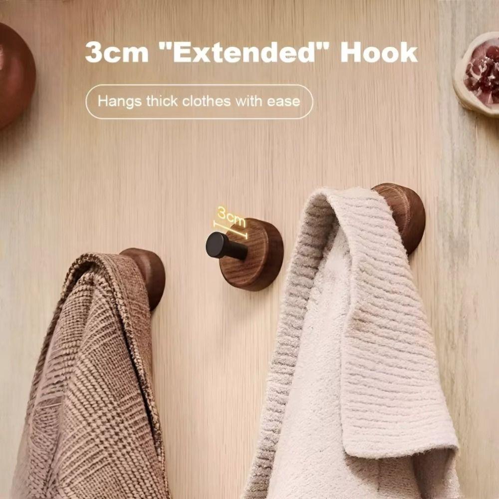 Wall Mounted Solid Wood Hook Round Design Coat Hook Clothes Hanger Single Hook Entrance