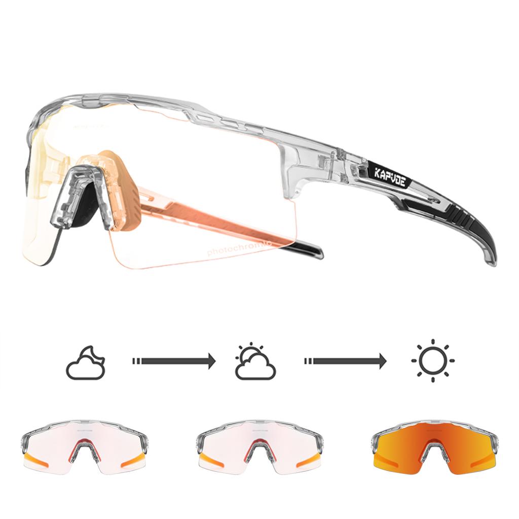 KAPVOE Photochromic Sunglasses Cycling Glasses for Men Women Cycle Eyewear Goggle Sports Speed Road MTB Mountain Bike Bicycle