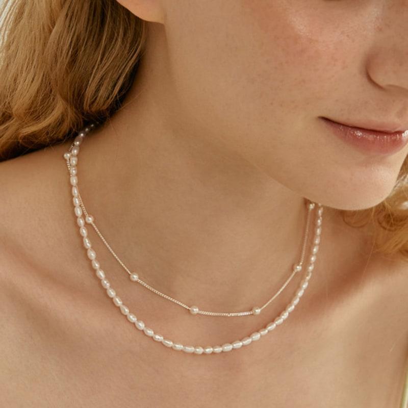 LUNNE Silver 3mm Pearl Curb Chain Necklace #LSN03