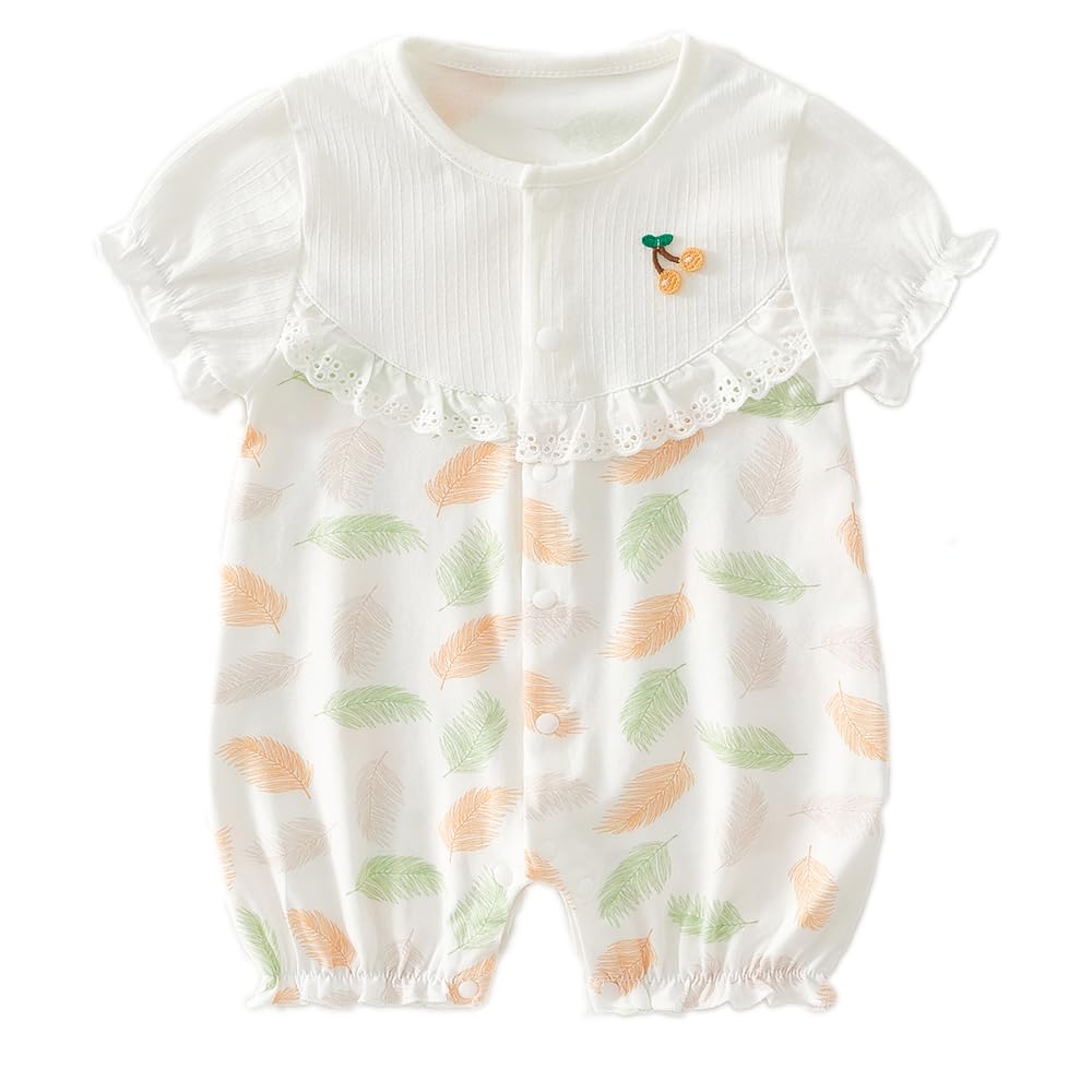 

Детское гнездышко для новорожденных, детское, с коротким листом, месяцы, ромперы, одежда, комбинезоны, носка, нижнее белье, для девочек, милое, летнее, с рукавами, с рисунком, оранжевое, 3-6