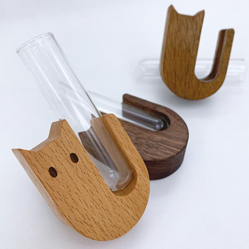 Cat Whisker Vase Pet Whisker Vase Fridge Magnet Wooden And Glass Pet Hair Beard Collector Pets Souvenir Gift Home Decor