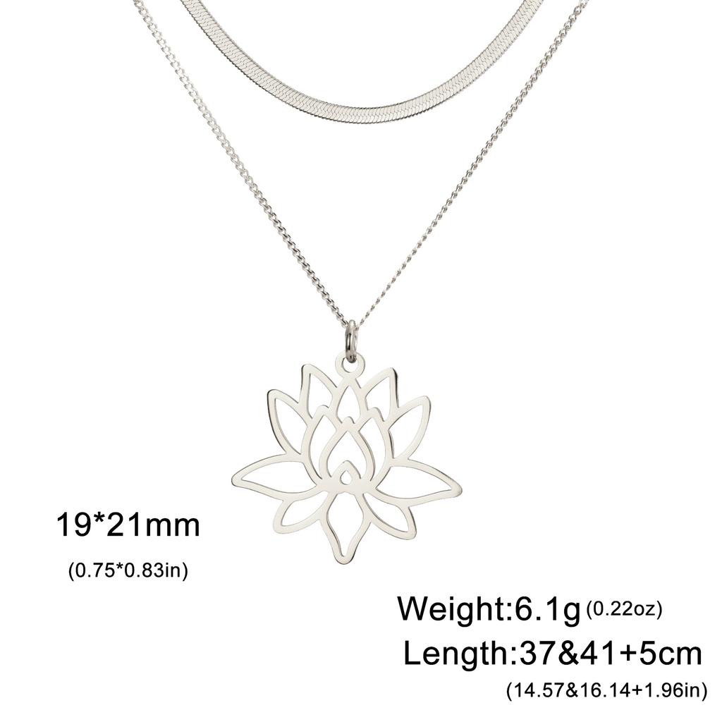 Teamer Lotusblume Anhänger Halskette Edelstahl Yoga Buddhismus Amulett Schmuck für Frauen Doppellagige Perlenkette Geschenk