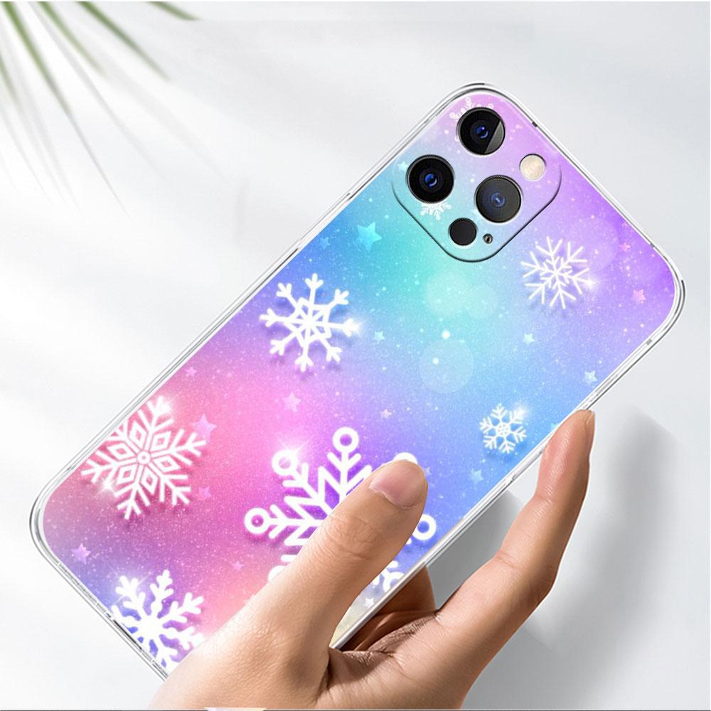 Case For Apple iPhone 14 13 11 Pro 12 7 8 Plus SE 2022 XR X XS Max 6 6S Clear Silicone Phone Cover Winter Snow Merry Christmas