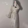 Women's Velvet Sheer Mesh Padded Cami Sleep Dress with Robe Lounge Set