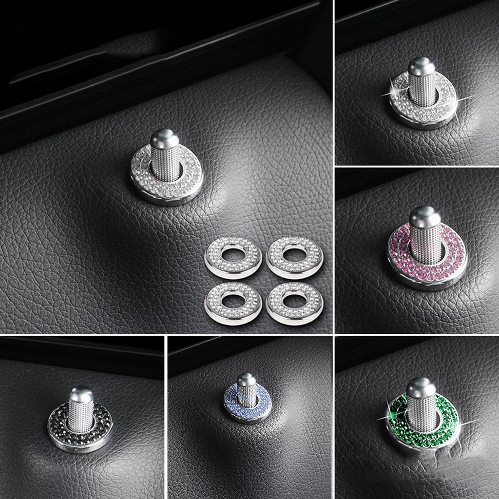 4 Pack Bling Car Inner Door Lock Covers Trim Pull Rod Bolt Stickers Car Interior Bling Rhinestone Decals for C200L