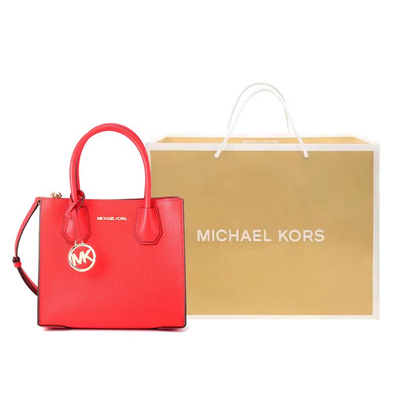 Michael Kors Crossbody Bag Mercer Letter Logo Pendant Pebbled Detachable Shoulder Strap Leather Tote Tote Shopping Hand-held Shoulder Medium Women's