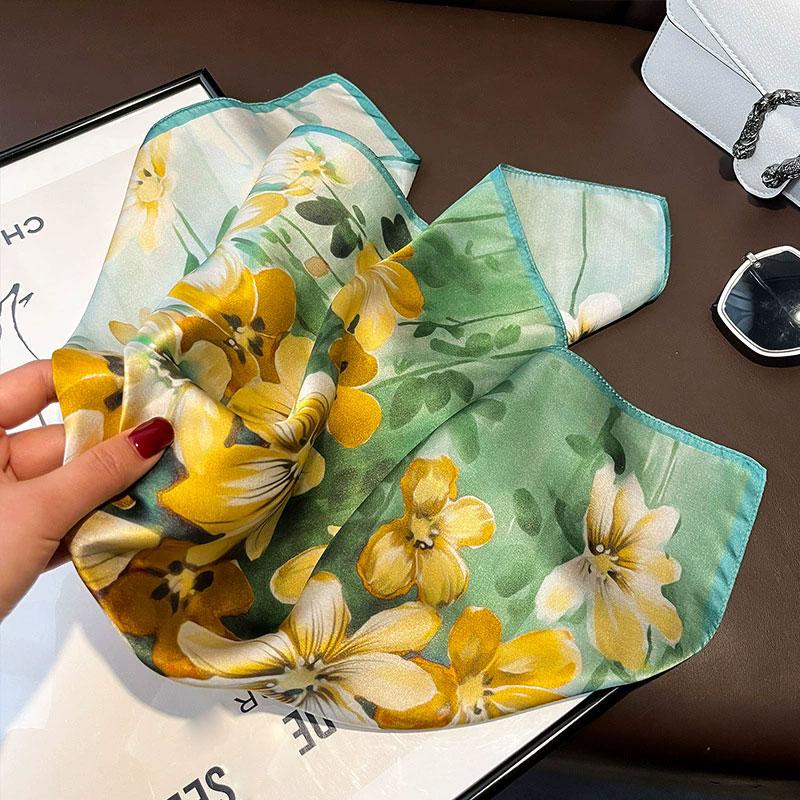New 100% Natural Real Silk Scarf Women Bandana Square Scarves Wrap Kerchief Mulberry Spring Fashion Luxury High Quality Hijab