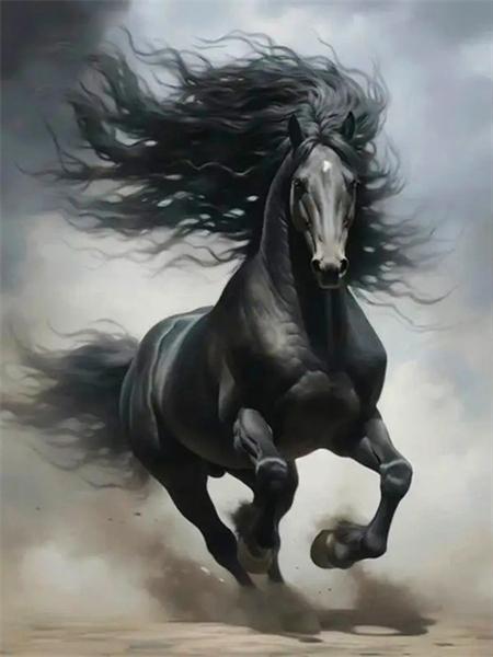 5D Diamond Painting New Arrivals Black Horse Full Round Embroidery Mosaic Animal Home Decor