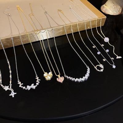 2024 Trending Pearl Necklace: Elegant Titanium Steel Clavicle Chain with Butterfly Charm, Popular with Influencers