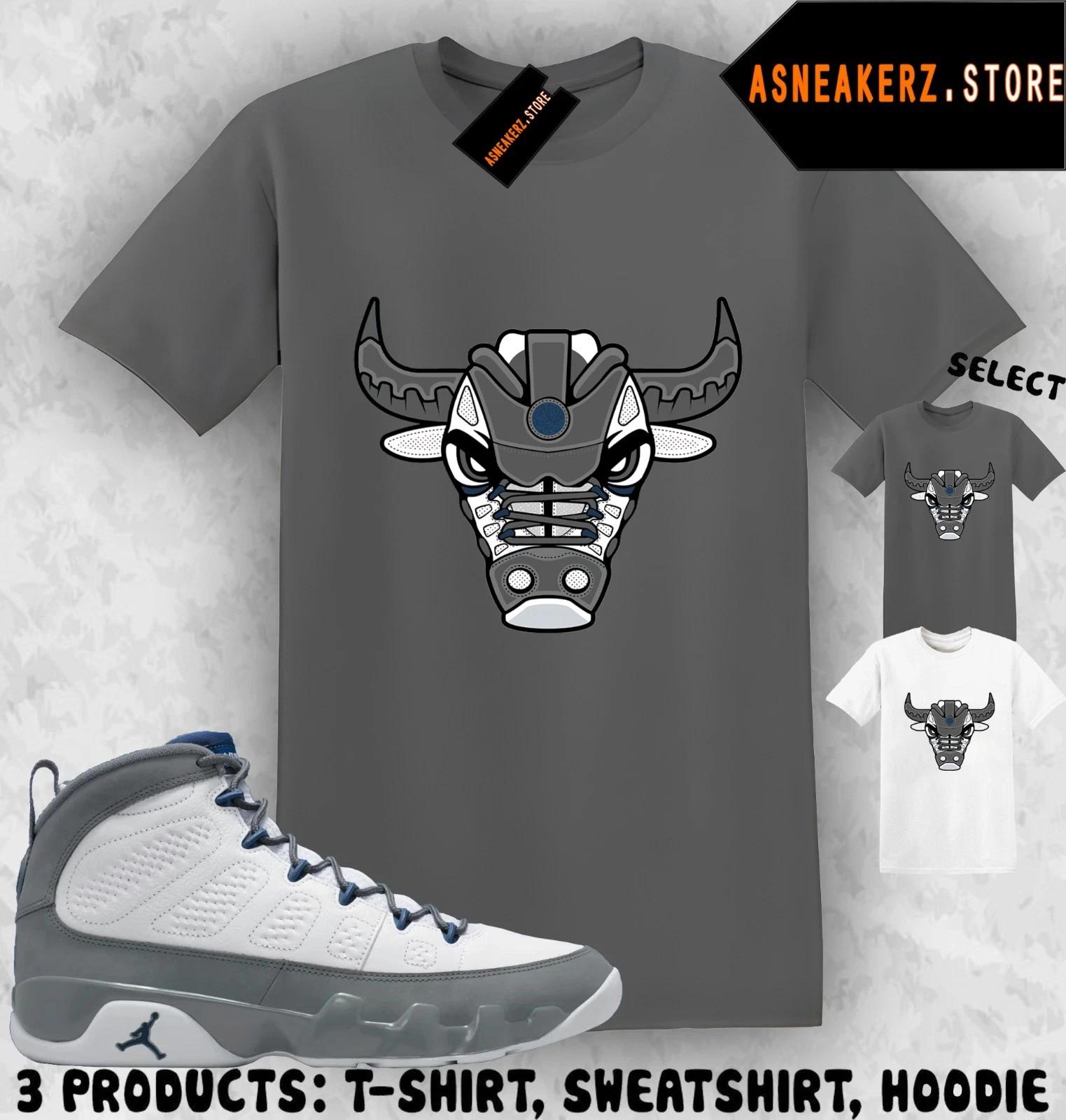 Рубашка в тон AJ 9 Flint Grey 2026 Совпадающая кроссовка Кроссовщик Bulls 23 Футболка 2XL