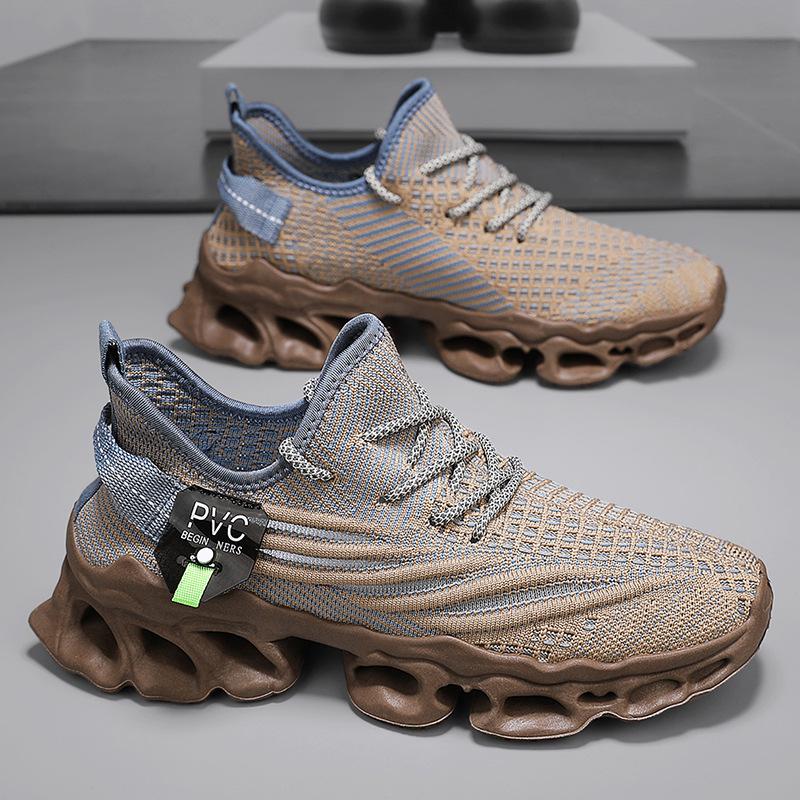 

Men s shoes 2025 summer new outdoor fly-woven breathable casual net shoes youth soft-soled shock-absorbing lightweight sports shoes 45 хаки