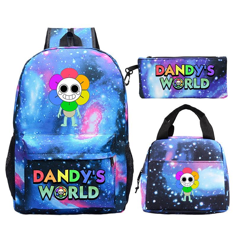 Dandy's World Game Merchandise Printed Primary and Secondary School Schoolbag Three-piece Set Foreign Trade Popular Children's Backpack