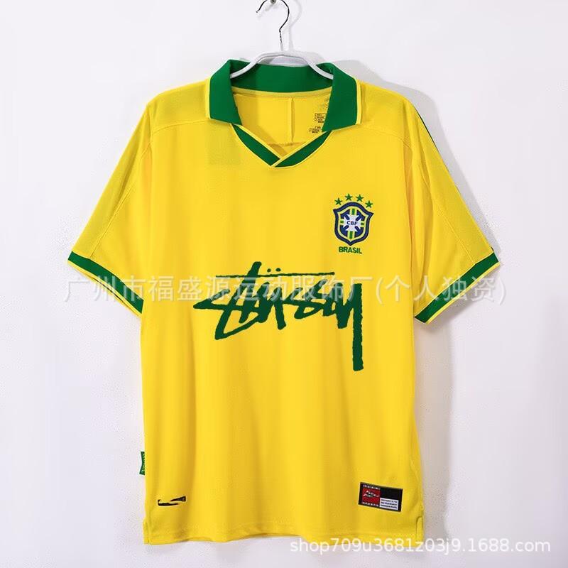 Retro Jersey Brazil Argentina Germany England Portugal Spain Signature Short Sleeved Football
