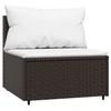 Garden Center Sofa with Cushions Brown Poly Rattan