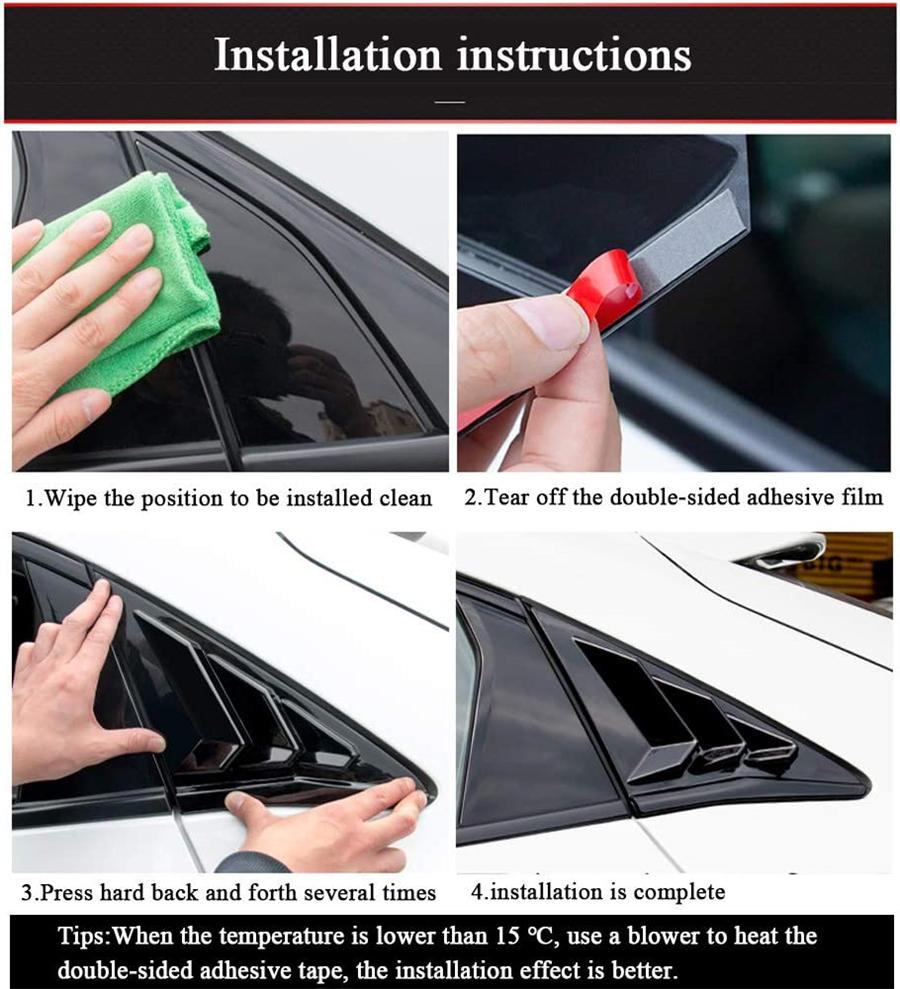 Side Air Vent Window Louver Cover For Honda Civic 2016-21 10th Hatchback Type R
