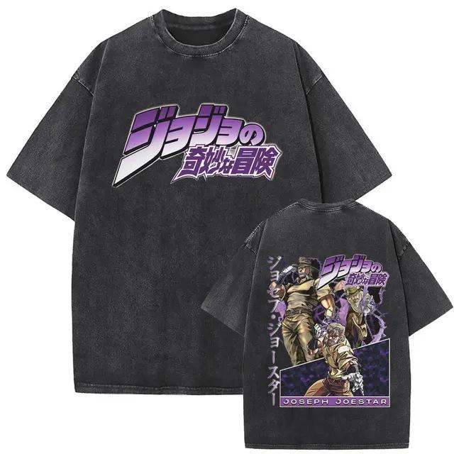 Men'S And Women'S Bizarre Adventure Graphic T-Shirt Cotton Street Wash Clothing Casual Vintage T-Shirt Anime Gu