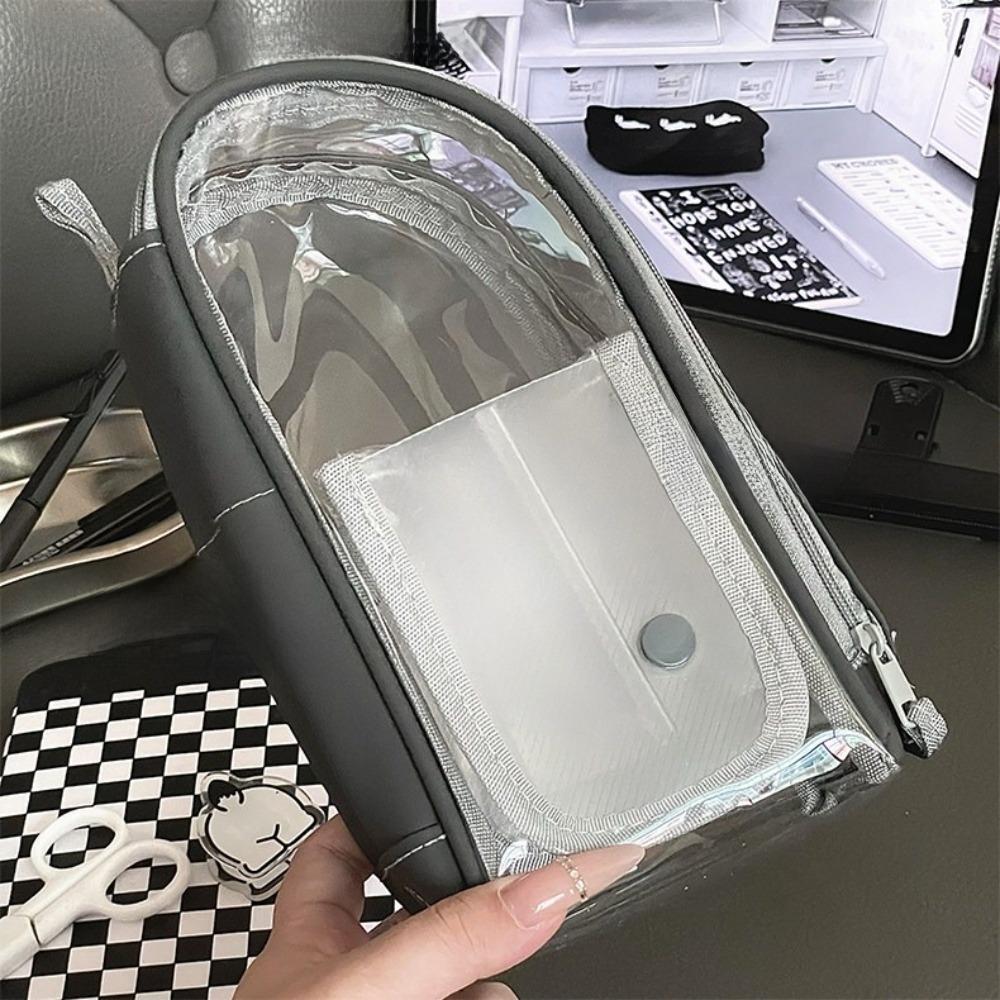 Portable Standing Pencil Case Cute Style Drawer-type Pencil Case  School Supplies серый