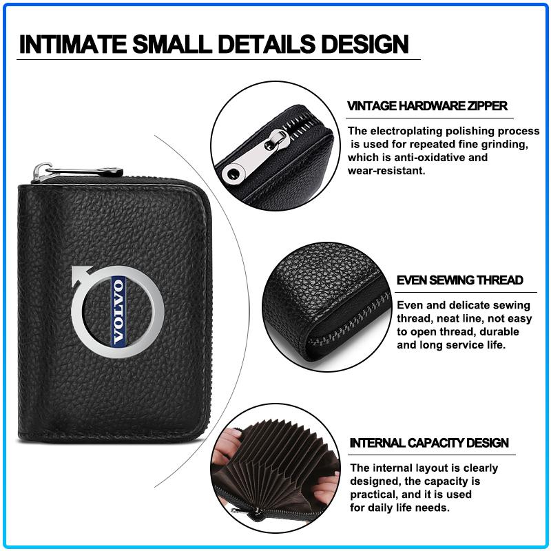 Driver License Holder Card Bag Driving ID Passport Card Wallet Sticker For Volvo 240 C70 S40 S50 S60 S70 S80 S90 V40 V50 V60 V90 XC40 XC60 XC90