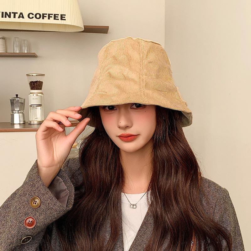 Autumn and Winter Japanese Style Retro All Match Bucket Hat with Big Head Circumference Showing Face and Small Basin Hat