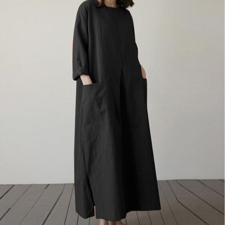 Women's Fashion Dress Spring Round Neck Long Sleeve Casual Style Women's Dress