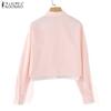 ZANZEA Women Casual Fake Two Piece Solid Color Long Sleeve Shirts