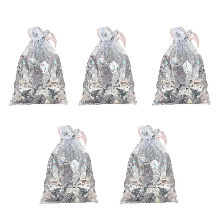 5PCS Plastic Holiday Gift Bags With Secure Drawstring and Festival Designs Party Essential Candy Containers