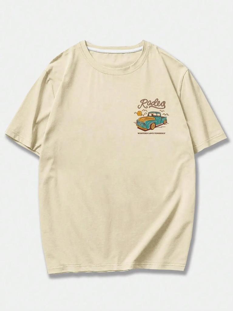 Rodeg Western Love Tenderly Romantic Desert Men T Shirt Fashion Cotton T-Shirts Oversized Streetwear Summer Breathable Tops