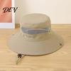 Comfortable Summer Hiking Headwear Mesh Spliced Bucket Hat for Men Women, Extra Wide Brim Sun Adjustable Windproof Mountaineering with Drawstring,