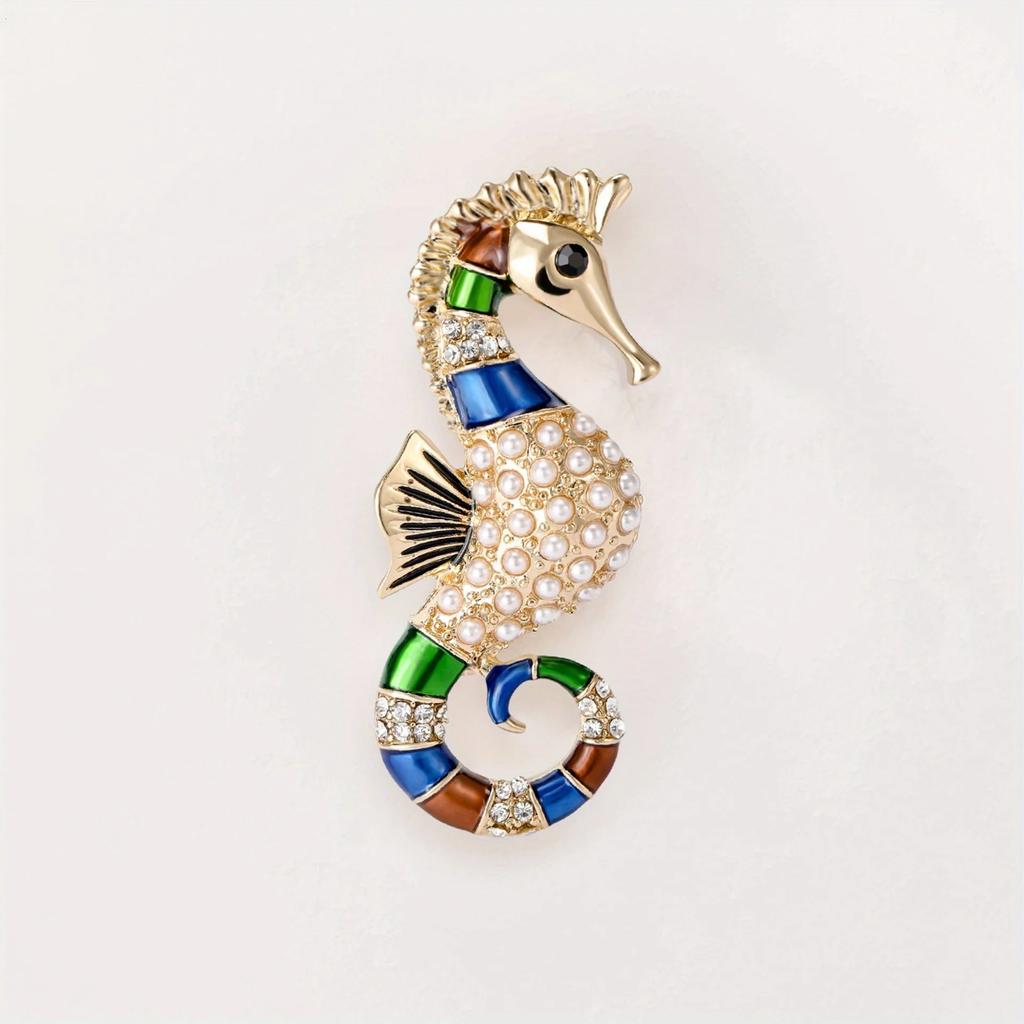 Creative Exquisite Crystal Sea Horse Brooch Badges For Women Men Fashion Classic Design Animal Pin Corsages