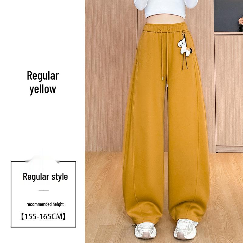 Women s Casual Wide-Leg Scimitar Pants – 2026 Spring/Autumn Loose Cotton Sweatpants with Accessories M