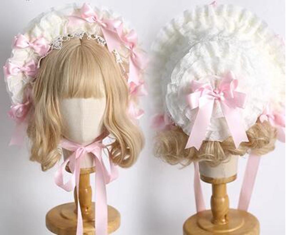 Lolita Lace Bonnet Hat Women Girl Victorian Party Straw Hat