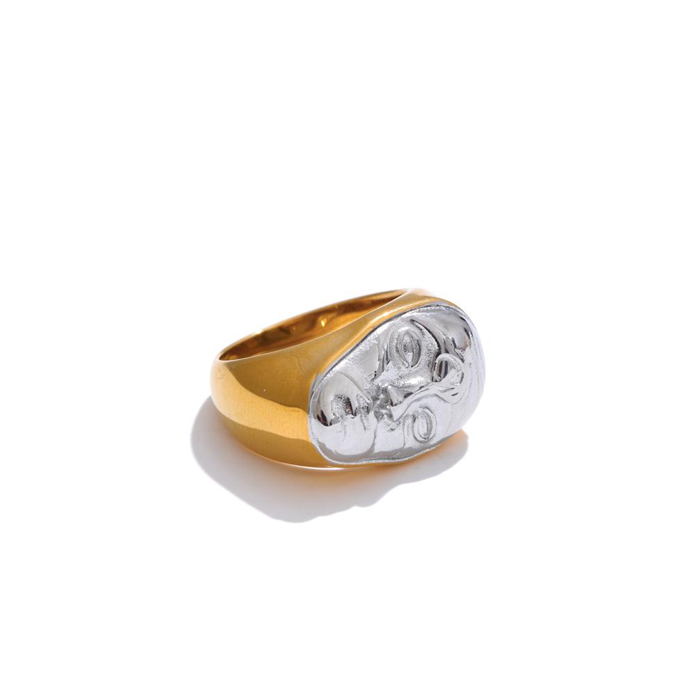 

Yhpup Statement Stainless Steel Metal Face Polished Ring Rust Proof Fashion Attractive Finger Jewelry Accessories 8
