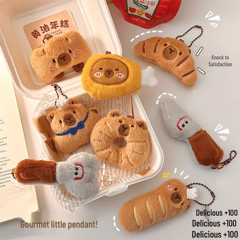 Καρτούν Καπιμπάρα Βελούδινο Μπρελόκ: Γούρι Ψωμί Λούτρινο Ζωάκι για Σακίδιο ή Δώρο.